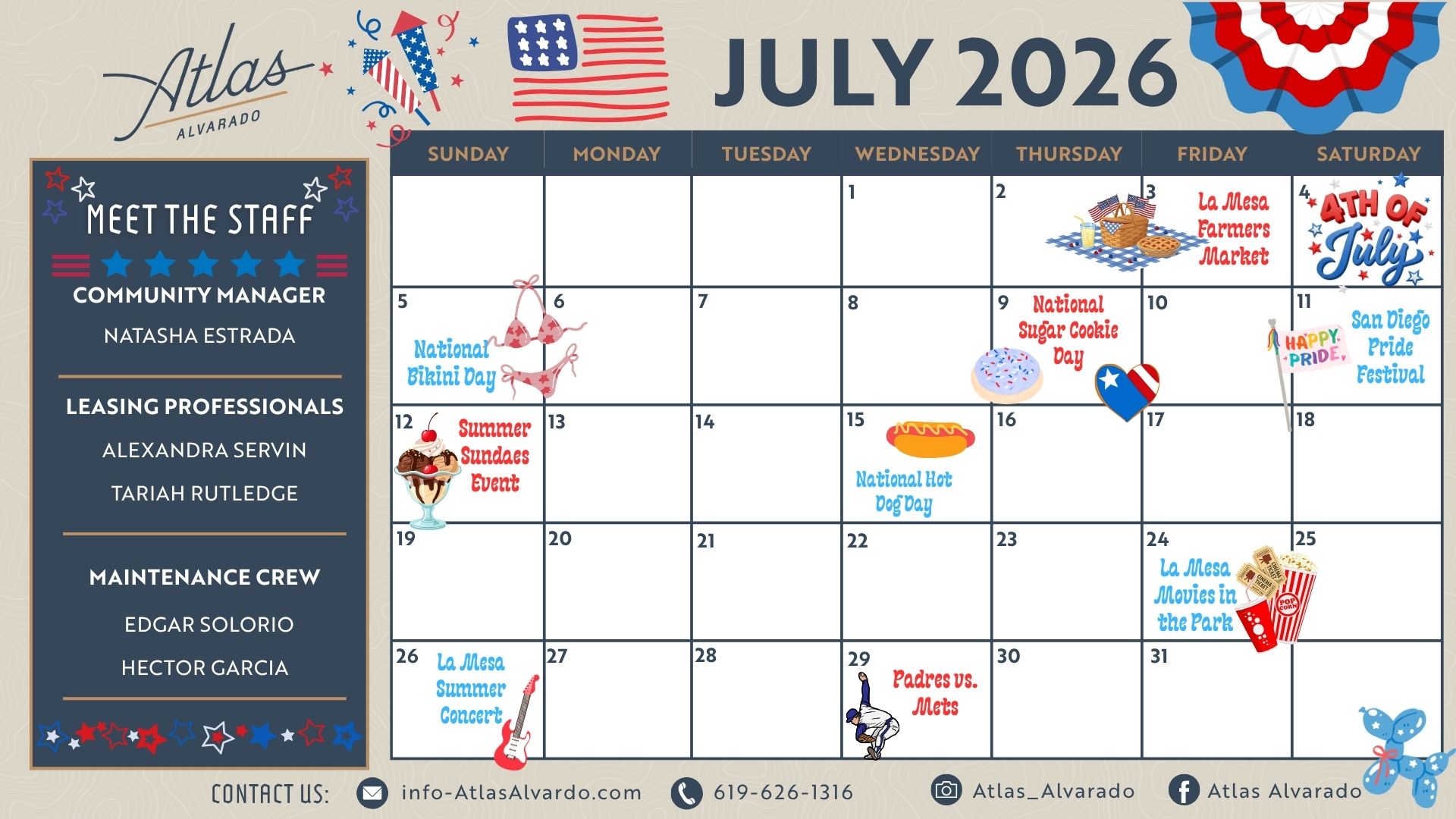 July Events Calendar