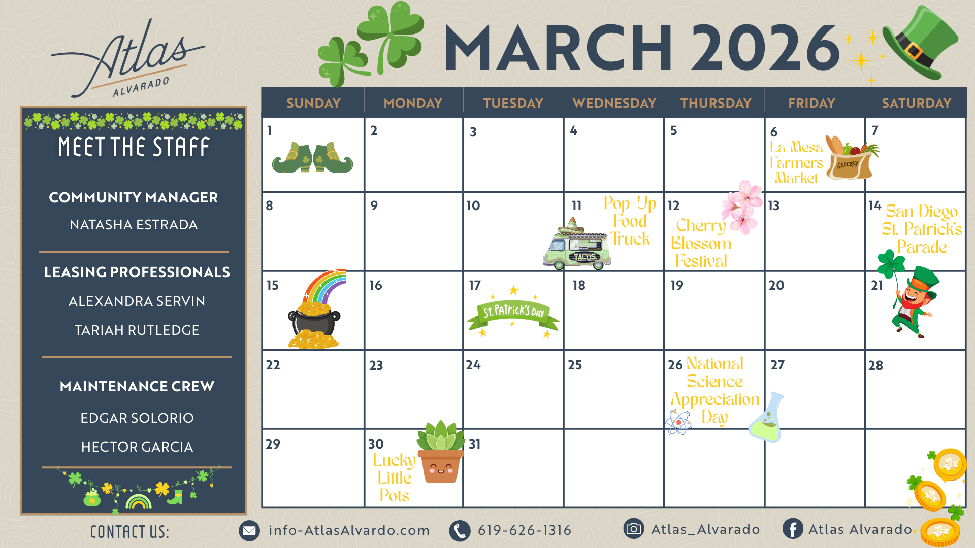 March Events Calendar