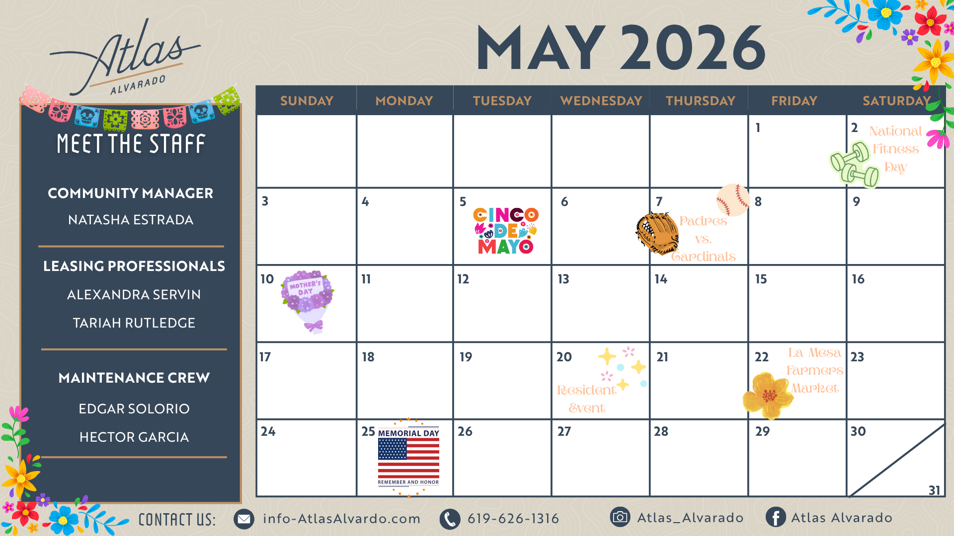 May Events Calendar
