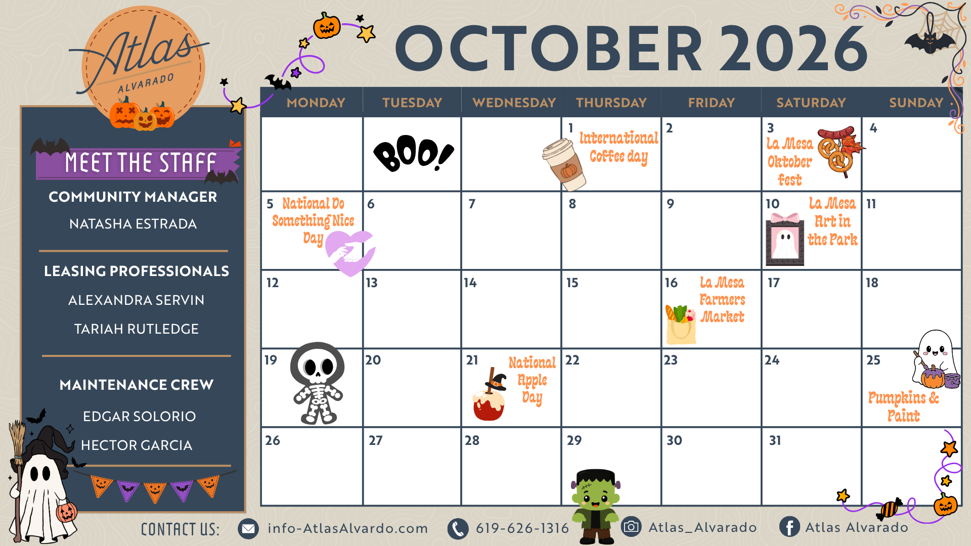 October Events Calendar