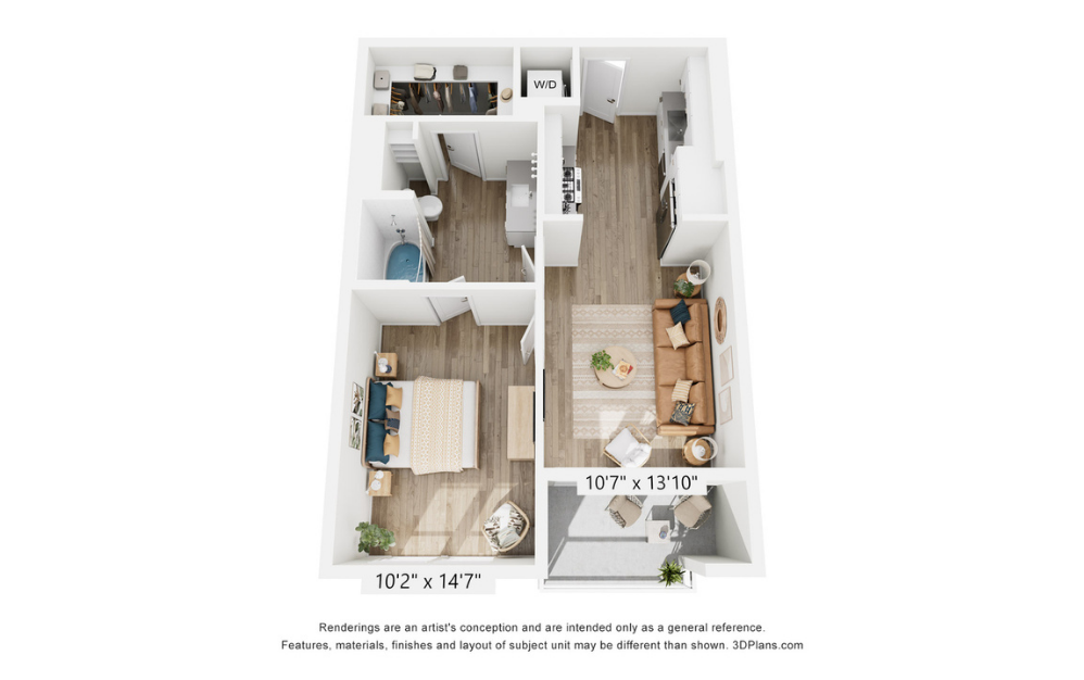 A1 - 1 bedroom floor plan layout with 1 bathroom and 704 square feet A1 - 1 bedroom floor plan layout with 1 bathroom and 704 square feet