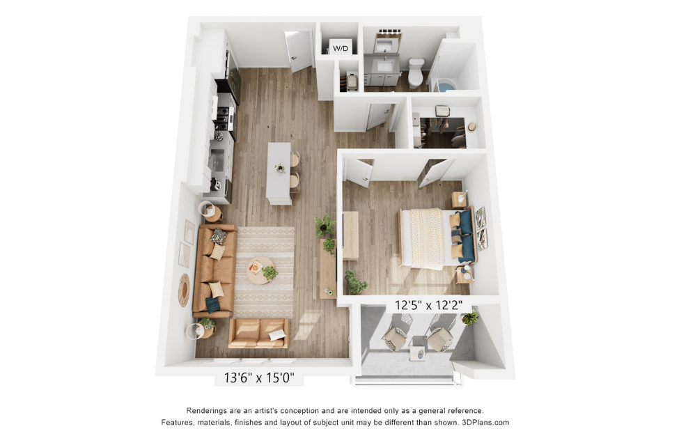 A4A - 1 bedroom floor plan layout with 1 bathroom and 887 square feet A4A - 1 bedroom floor plan layout with 1 bathroom and 887 square feet
