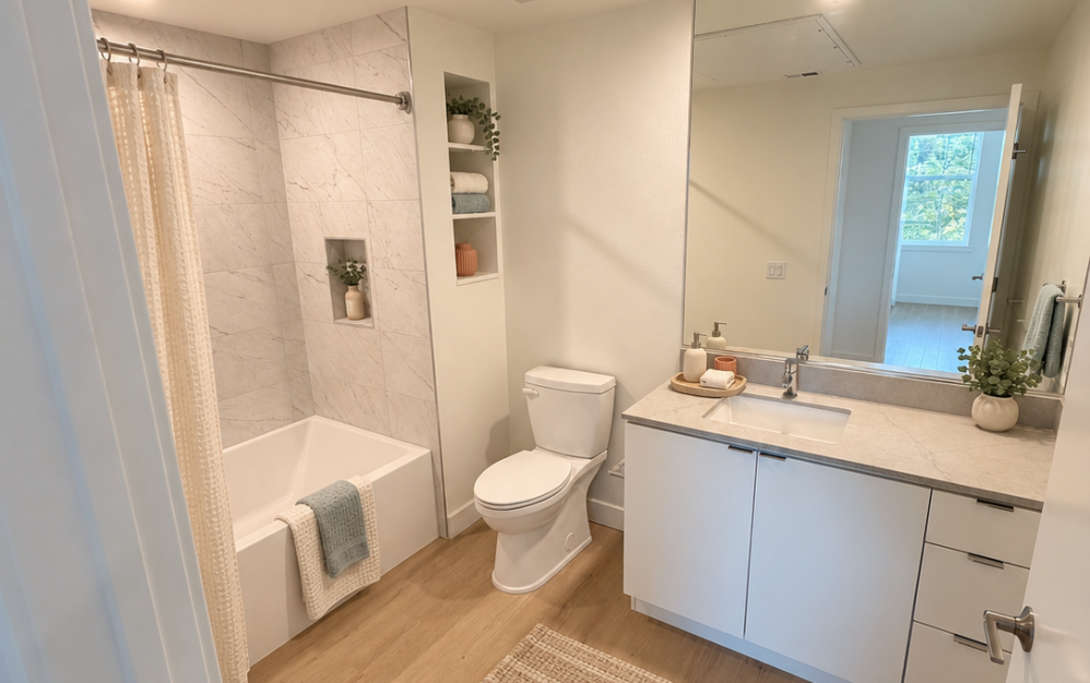 A4 - 1 bedroom floor plan layout with 1 bathroom and 810 square feet (Bathroom)