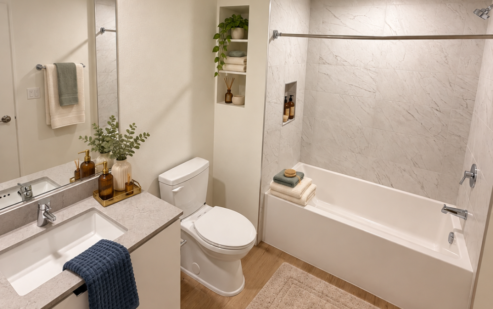 B2 - 2 bedroom floor plan layout with 2 bathrooms and 1182 square feet (Bathroom 2)