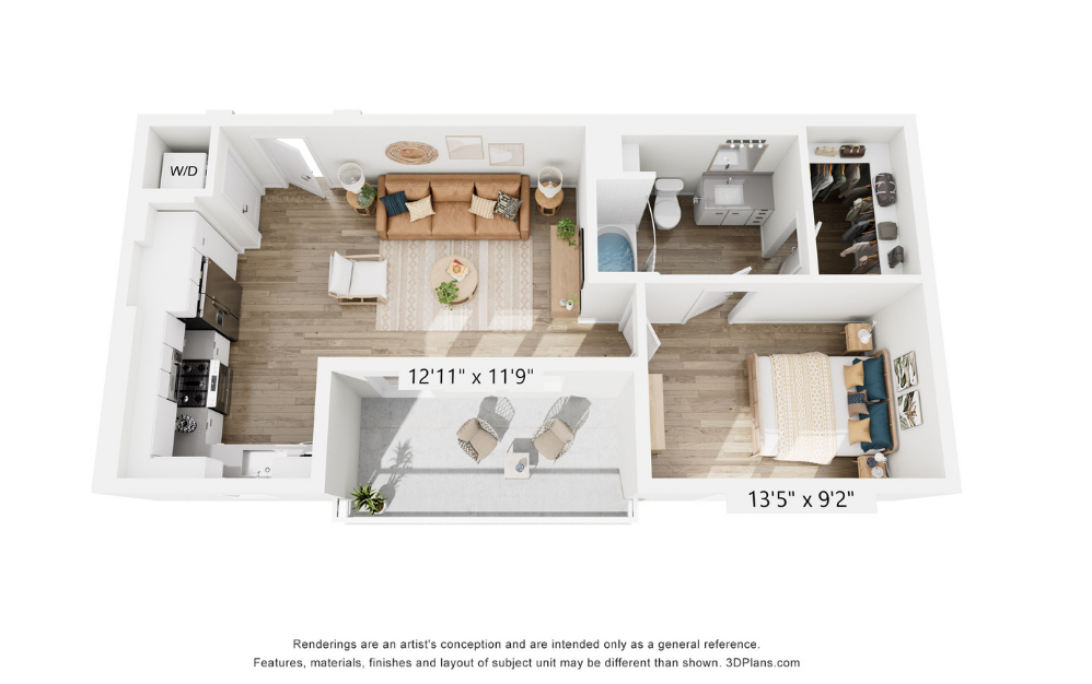 S2A - Studio floor plan layout with 1 bathroom and 752 square feet S2A - Studio floor plan layout with 1 bathroom and 752 square feet