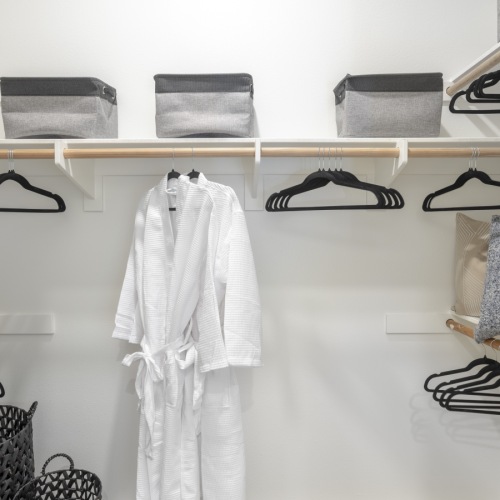 large closet with shelving 